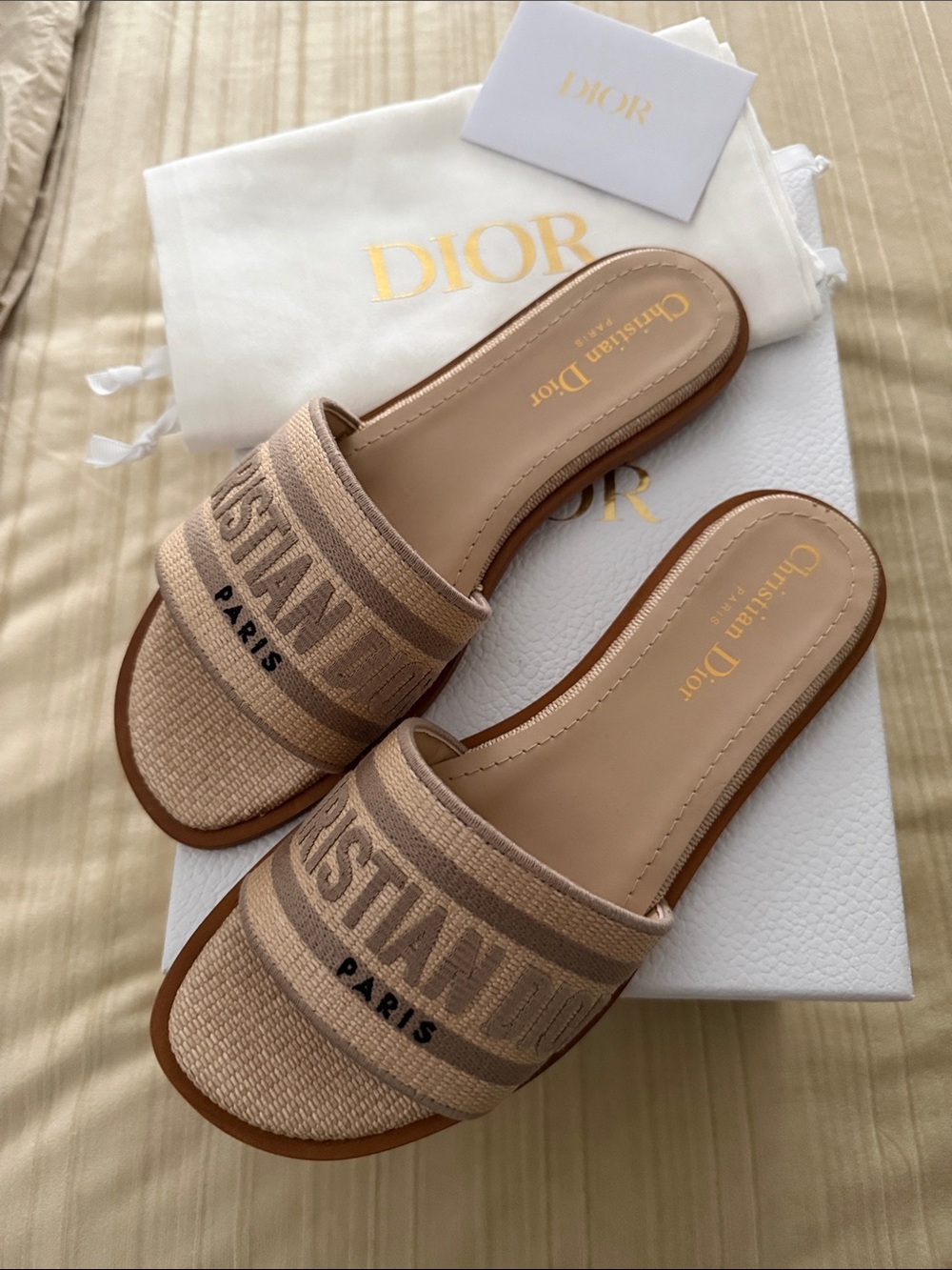 Dior Limited edition Summer Canvas Slide Mules with 'Christian Dior Paris' Band - Picture 8 of 9